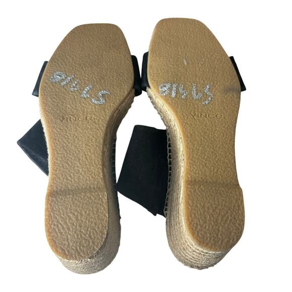 Vince Garlin Suede Espadrille Wedge Sandals Black Size 9 - Picture 6 of 6